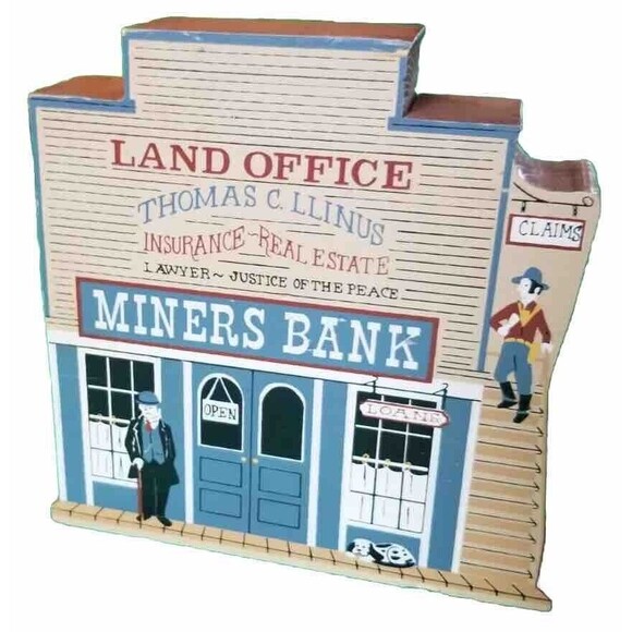 The Cat’s Meow Vintage Wild West Series Miner's Bank Wooden Decor - Picture 1 of 6